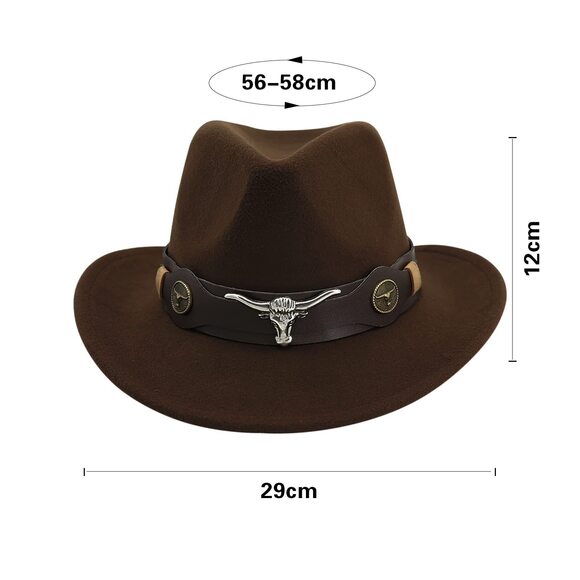 1585 Classic Felt Cowboy Cowgirl Hat Vintage Fedora Wide Brim main image 6
